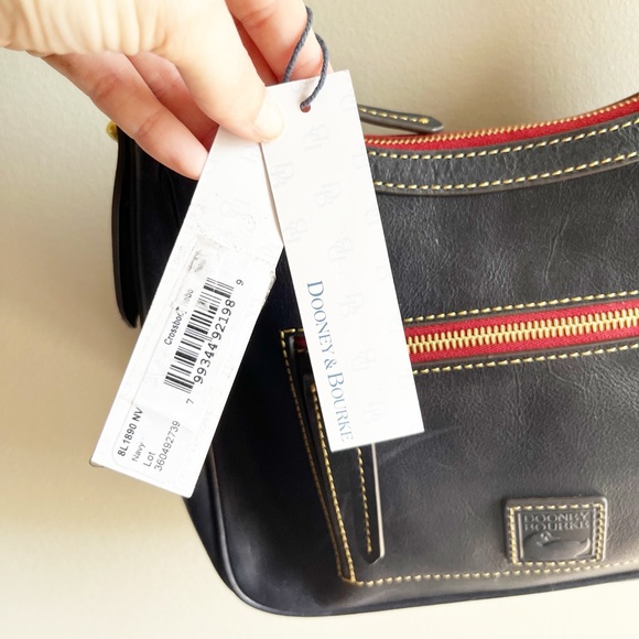 Dooney & Bourke Florentine Toscana Crossbody Hobo Navy Shouler Bag Purse Leather - Picture 3 of 9